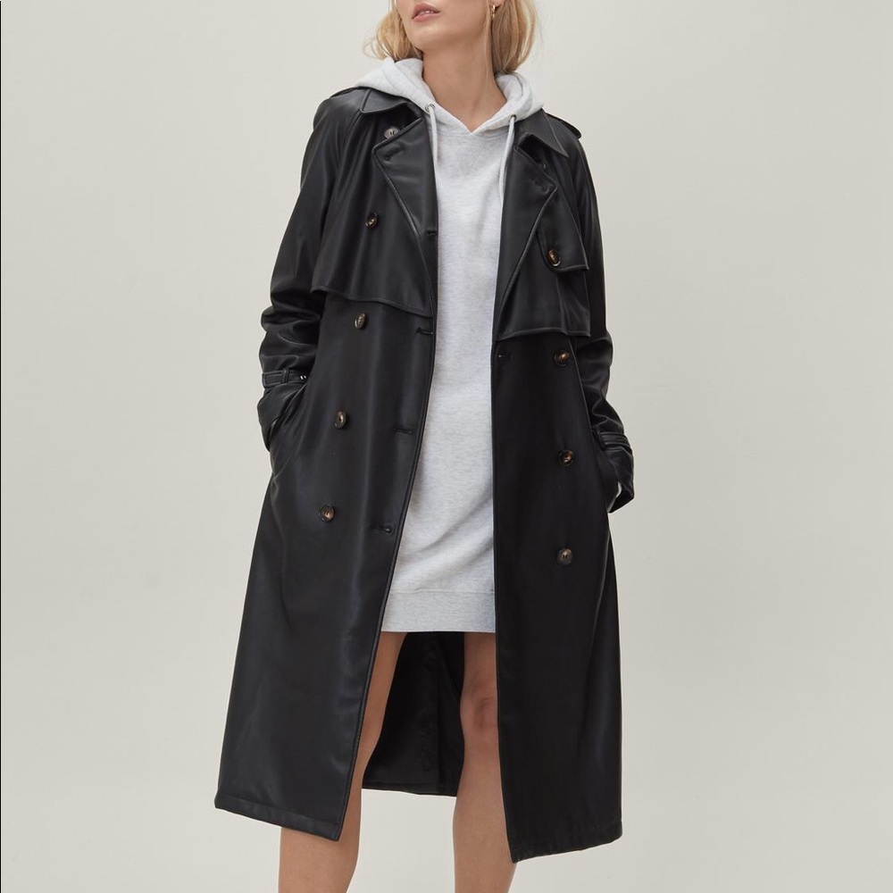 Faux leather trench coat “NEW” Uk 14 Us size 10